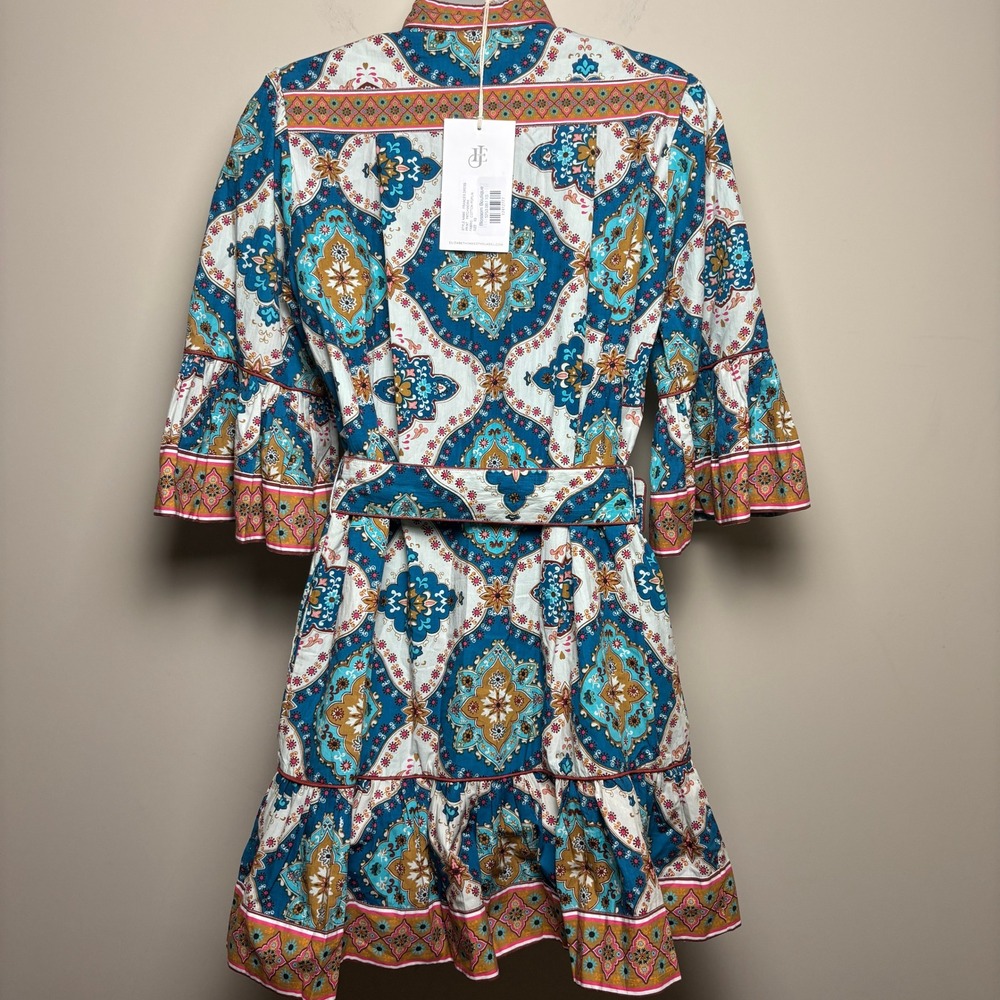 NWT Elizabeth James Frances Cotton Poplin Patchwork Button Up Dress Womens XS - Picture 5 of 8